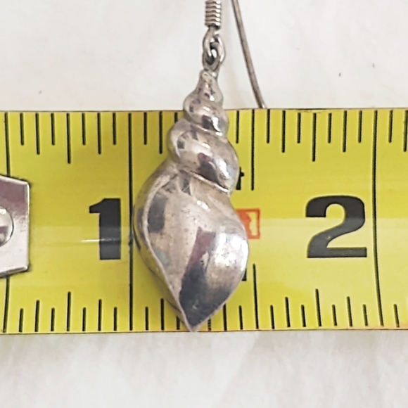 Vintage Sterling Silver Seashell Dangle Earrings - Picture 5 of 6
